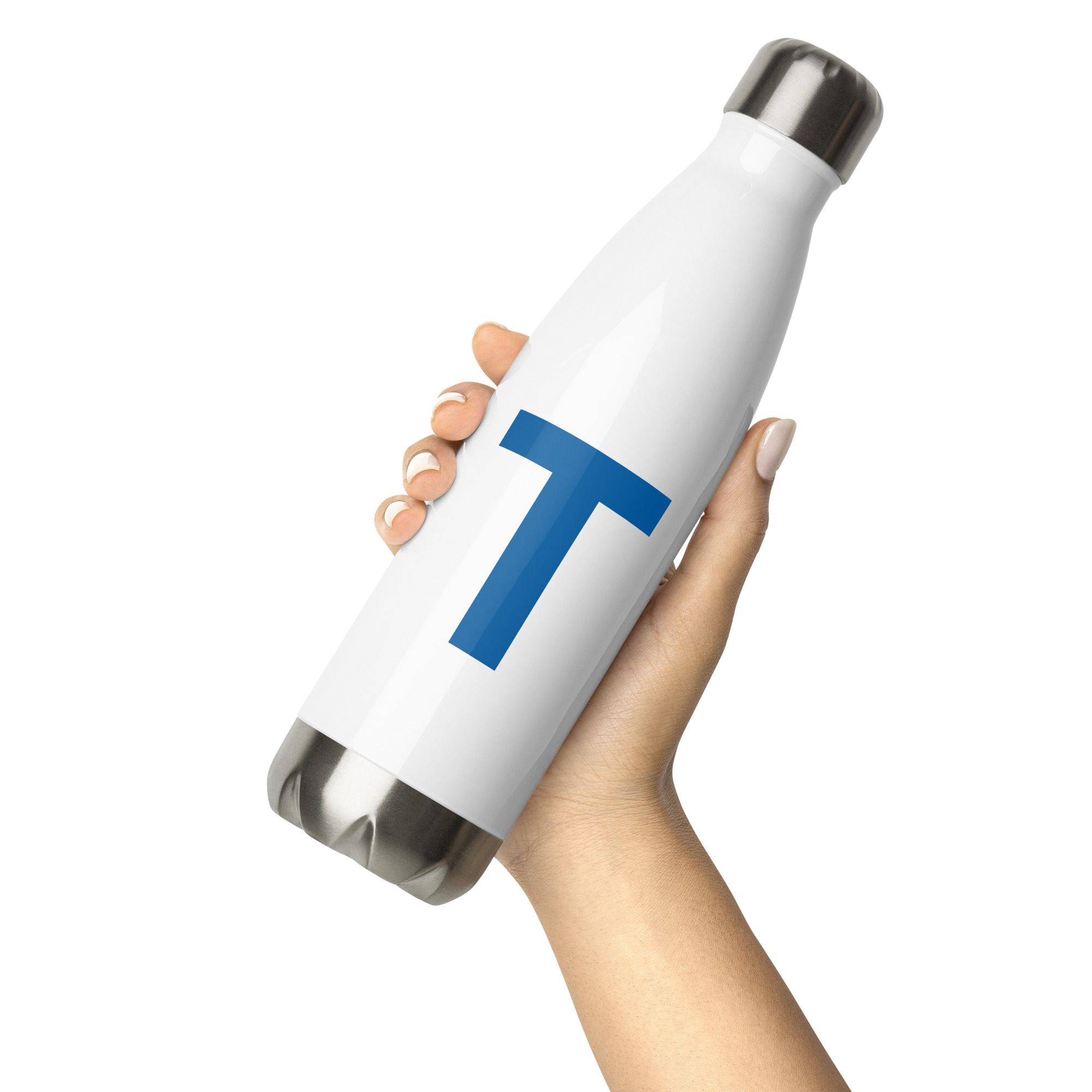 Steel Water Bottle with Initial T ~ Bold